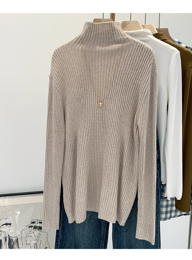 2024 Half-high Collar Western-style High-end Knitted Base Shirt Women's Autumn and Winter Unique and Beautiful Inner Slim-fit Small Top