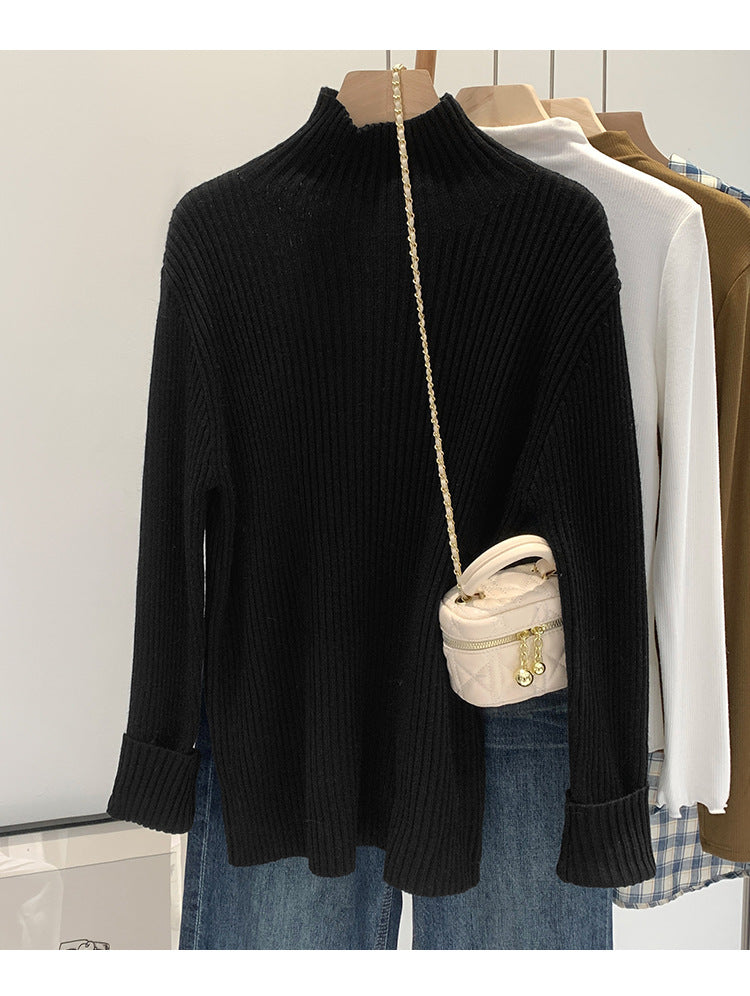 2024 Half-high Collar Western-style High-end Knitted Base Shirt Women's Autumn and Winter Unique and Beautiful Inner Slim-fit Small Top
