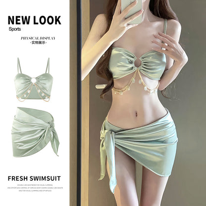 One-Piece Swimsuit Women's Summer Three-Piece Sexy 2025 New Push-Up Slimming Look Vacation High-End Bikini Hot Spring Bathing