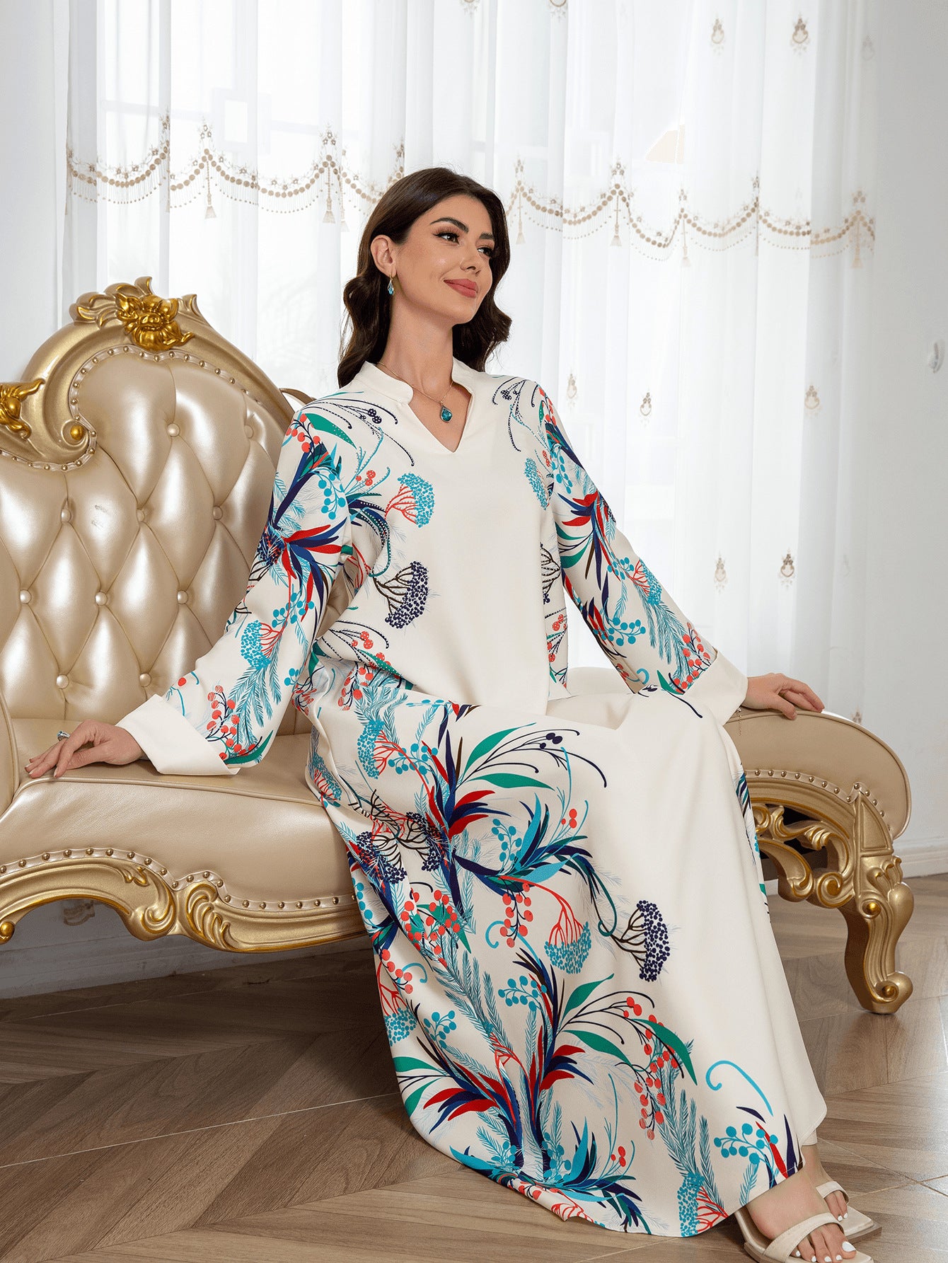 Sw0814 Cross-Border Women's Clothing Long Robe European and American Women's Long Dress Abayas Cross-Border Women's Clothing