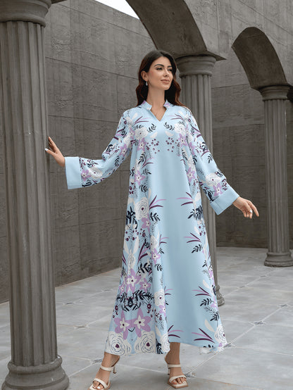 Sw0829 Cross-Border Women's Printed Robe European and American Amazon Foreign Trade Jalabiya Dress