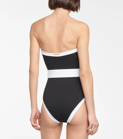2024 Amazon AliExpress Black and White Contrast Hot Spring Vacation Advanced Swimwear Female 2387