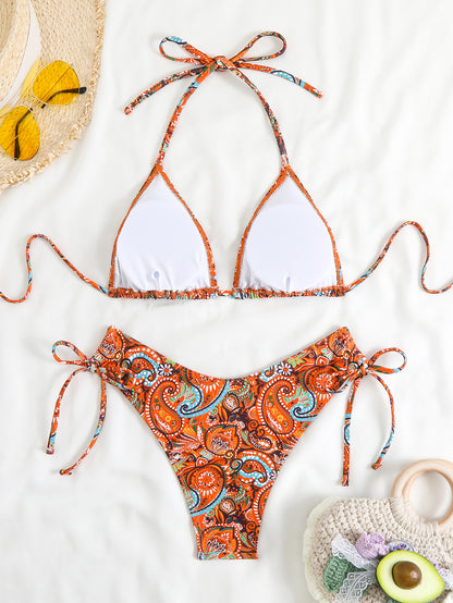 European and American Bikini Split Swimsuit Women's Two-Piece Sexy Backless suit Swimsuit Beach Gathering Conservative Belly Covering