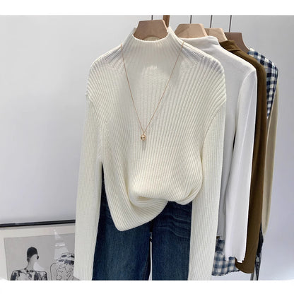 2024 Half-high Collar Western-style High-end Knitted Base Shirt Women's Autumn and Winter Unique and Beautiful Inner Slim-fit Small Top