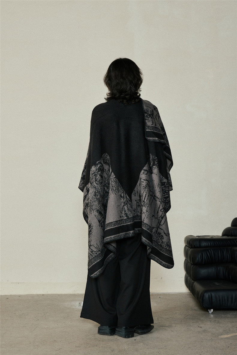 Jiangnan Watertown Knitted Shawl High-end Ethnic Style Cloak Western Sichuan Yunnan Travel Wear Imitation Cashmere Cape Women