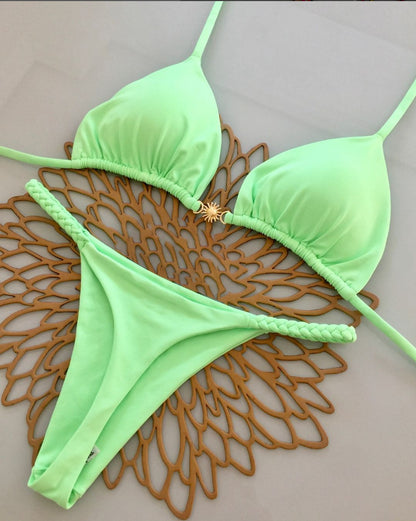 2025 European and American New Cross-Border Amazon Split Bikini Sexy Brazilian Bikini Export Beach Swimsuit