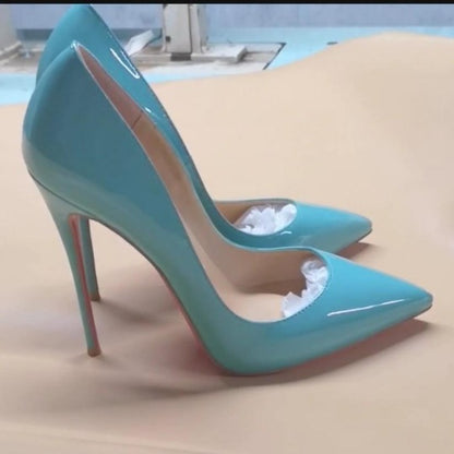 35-48 size slim high heels women's high heels sexy pointed wedding shoes party high heels patent leather neutral shoes
