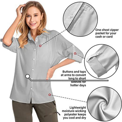 Women's Long-Sleeved Sun Protection Shirt Quick-Drying Outdoor Fishing Hiking Shirt