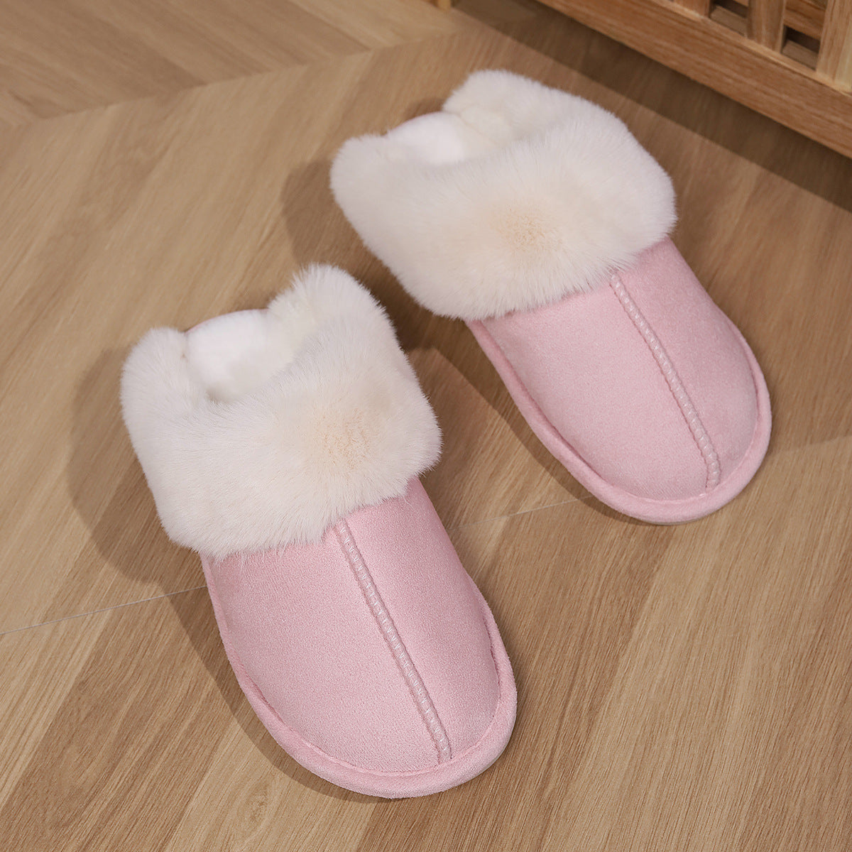 Shevalues Fashion Fur Slippers Women Fluffy Winter House Shoes Memory Foam Fuzzy Slippers Short Plush Slipper Indoor And Outdoor
