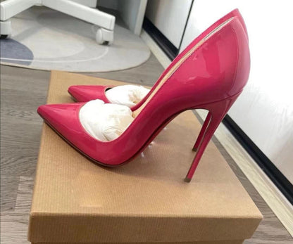 35-48 size slim high heels women's high heels sexy pointed wedding shoes party high heels patent leather neutral shoes