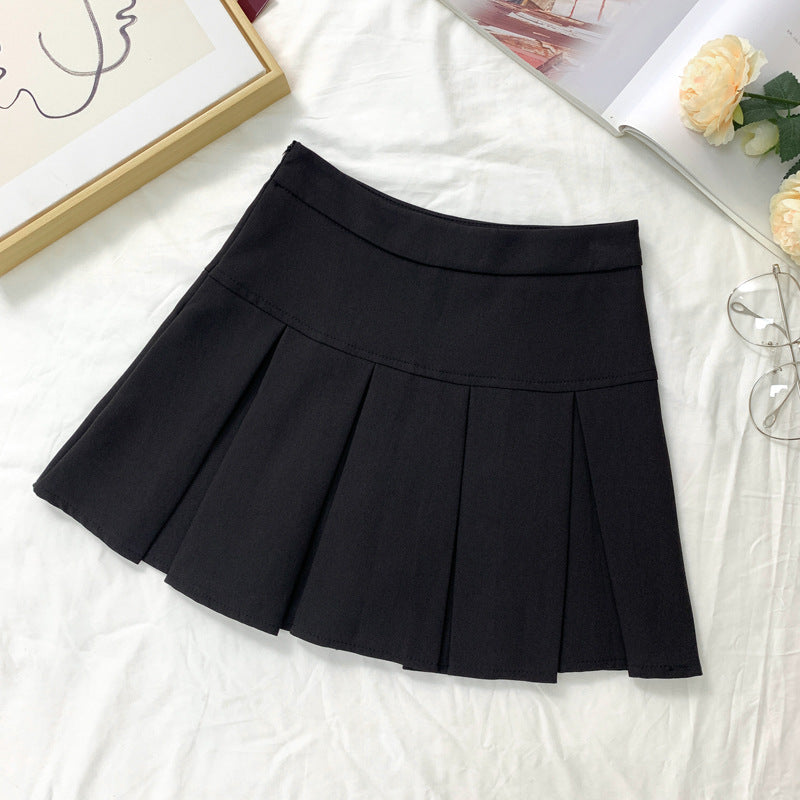 Grey Pleated Skirt Women's Spring and Autumn High Waist Skirt Design Sense Slimming All-match Anti-glare A- line Skirt 2024 New Style
