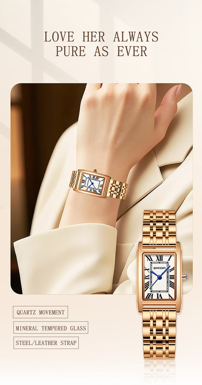 Sanda Live Hot Couple Watch Vintage Square Quartz Watch Waterproof Roman Scale Men's and Women's Watches