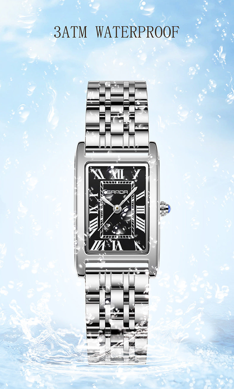Sanda Live Hot Couple Watch Vintage Square Quartz Watch Waterproof Roman Scale Men's and Women's Watches
