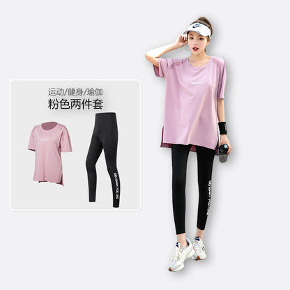 Sports suit Women's Yoga Fitness Clothes Running Gym Summer Breathable plus size chubby girl Belly Covering Slim Loose
