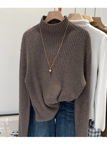 2024 Half-high Collar Western-style High-end Knitted Base Shirt Women's Autumn and Winter Unique and Beautiful Inner Slim-fit Small Top
