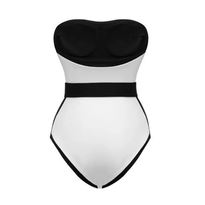 2024 Amazon AliExpress Black and White Contrast Hot Spring Vacation Advanced Swimwear Female 2387