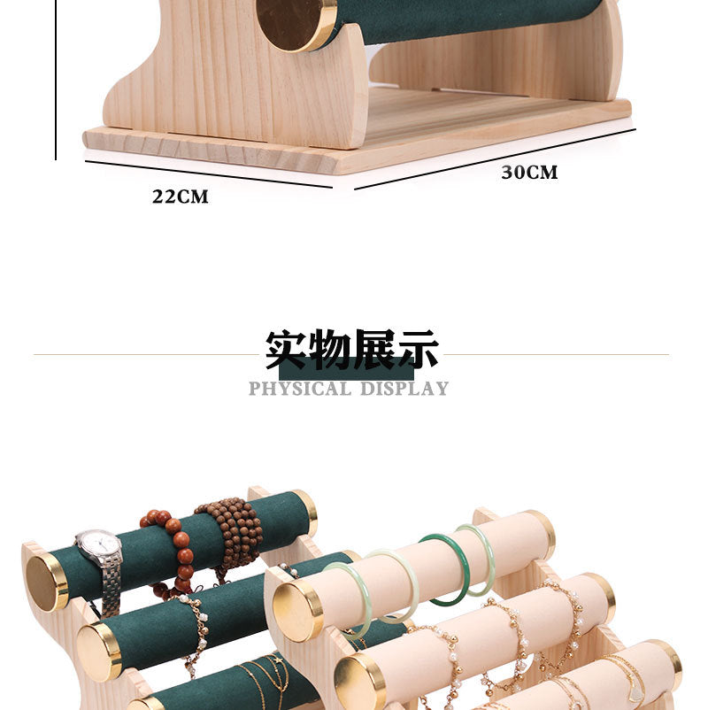 Solid Wood Gold Bracelet Bracelet Display Stand Watch Head Flower Hair Band Necklace Jewelry Storage Rack Live Broadcast Display Props