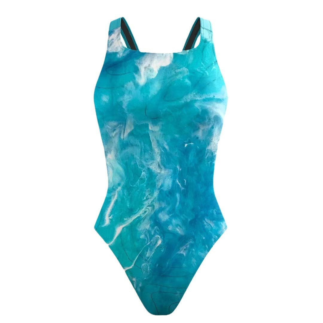 2025 new European and American one-piece bikini cross-border digital printed swimsuit AliExpress tight racing swimsuit for women