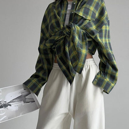 2024 Spring and Autumn Amazon OZON Cross-border Retro Style All-match Loose Shirt * Fashion All-match Plaid Shirt Women