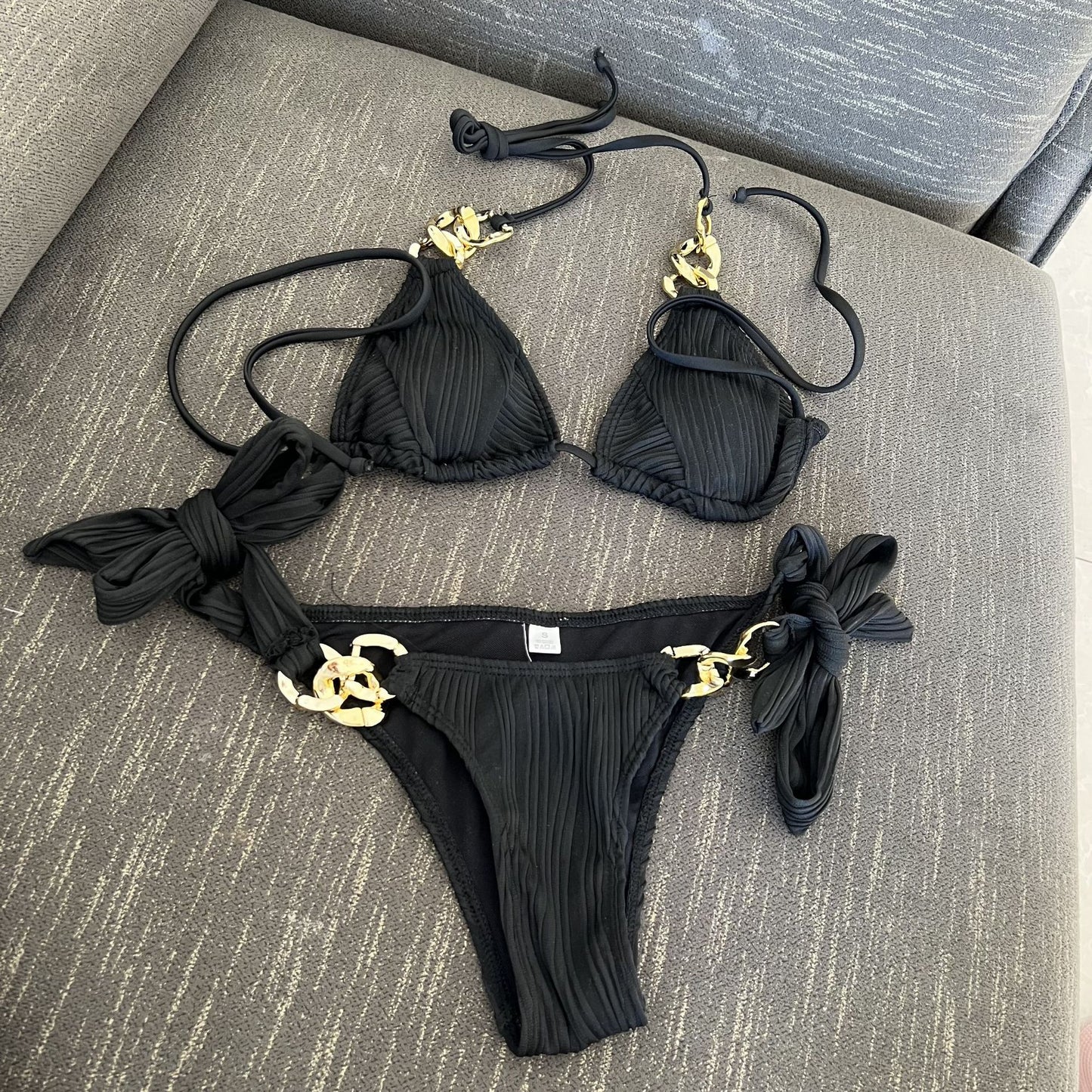 2025 European and American Sexy New Split Swimsuit Chain Bikini Swimsuit Bikini Cross-Border Export Amazon