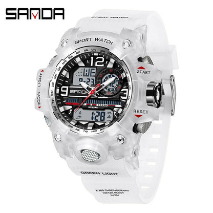 Sanda Hot-Selling Watch Korean Version Student Party Multi-Functional Waterproof Alarm Clock Electronic Watch Cool Dual Display Luminous Sports Watch