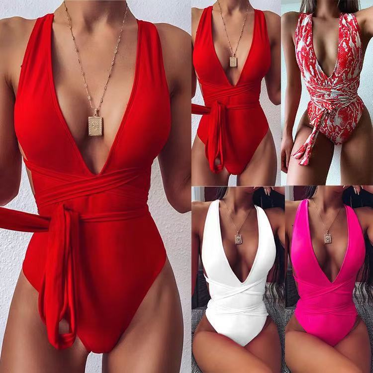 Manufacturer Export Multi-Color Sexy Belly-Covering One-Piece Swimsuit Women's Strappy One-Piece Bikini Z0708 Skin-Friendly