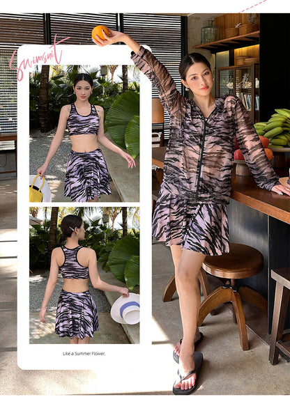 Swimsuit Women's Split Three-piece Set Conservative plus size chubby girl Cover Flesh Slim Sexy 2025 New Long-sleeved Hot Spring Swimsuit