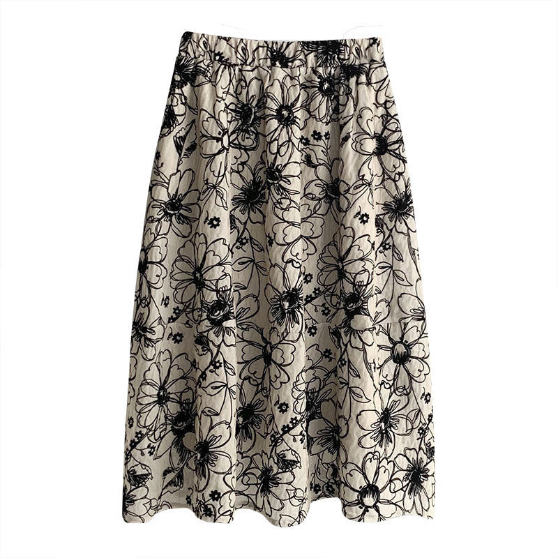 Ju Zhi 2026 Early Spring Velvet Skirt for Women, Heavy Craftsmanship, Niche Retro French High-Waisted Mid-Length A-Line Skirt 1572