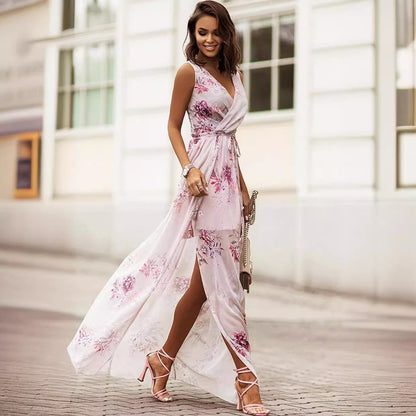 Dress Summer 2023 New Independent Station Wish Amazon Chiffon Print Strap Skirt Foreign Trade Women's Skirt