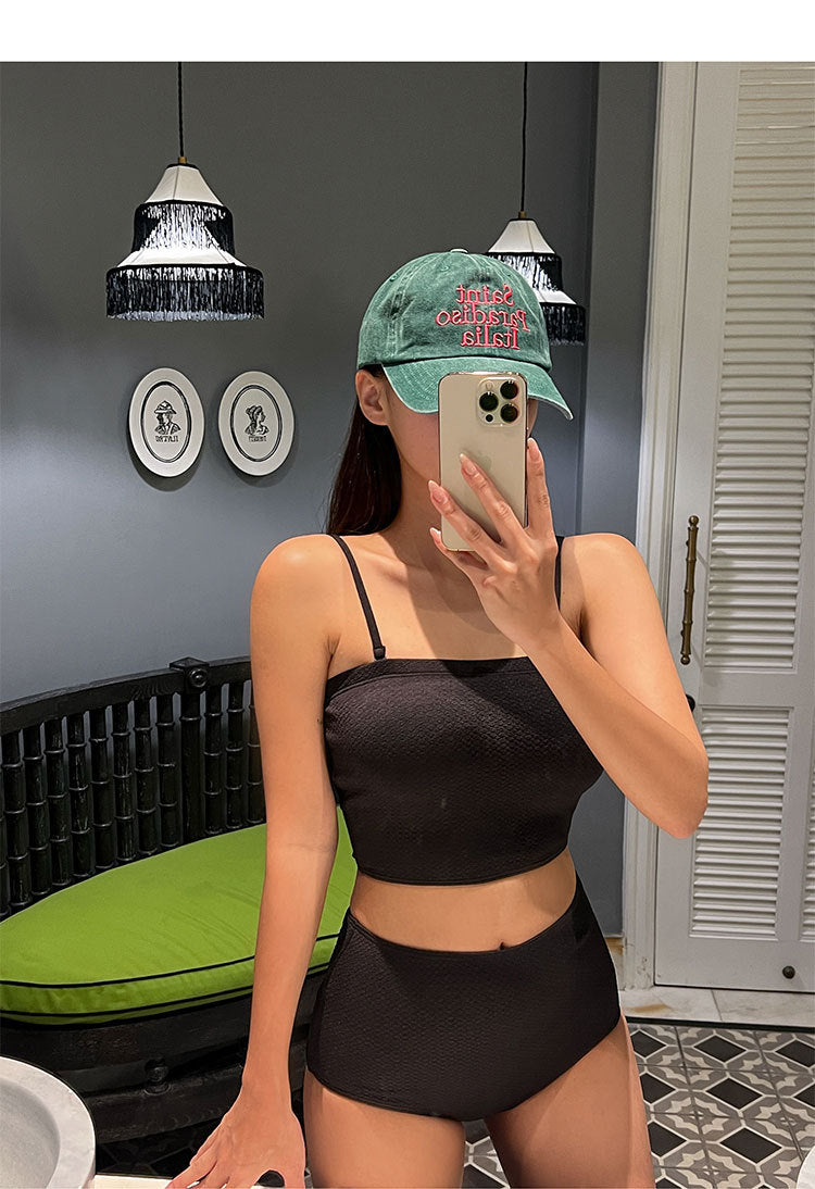 High-end Strapless Split Bikini Swimsuit Women's Sexy Small Chest Swimsuit 2025 New Hot Spring