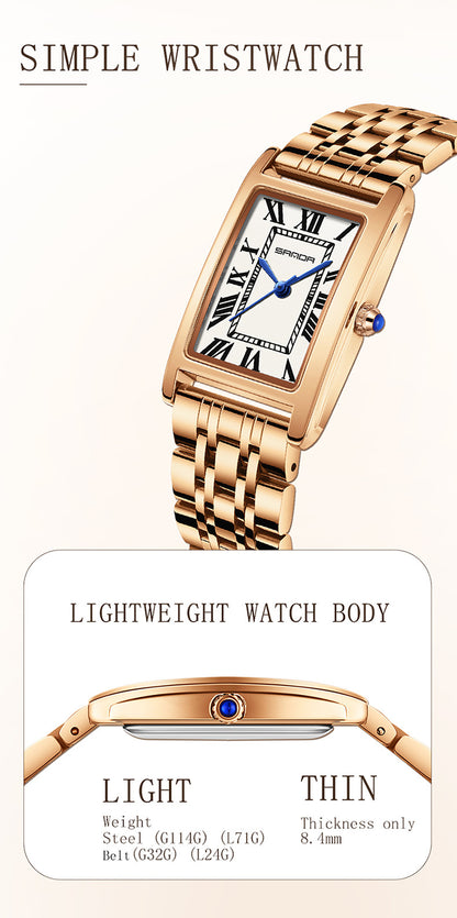 Sanda Live Hot Couple Watch Vintage Square Quartz Watch Waterproof Roman Scale Men's and Women's Watches
