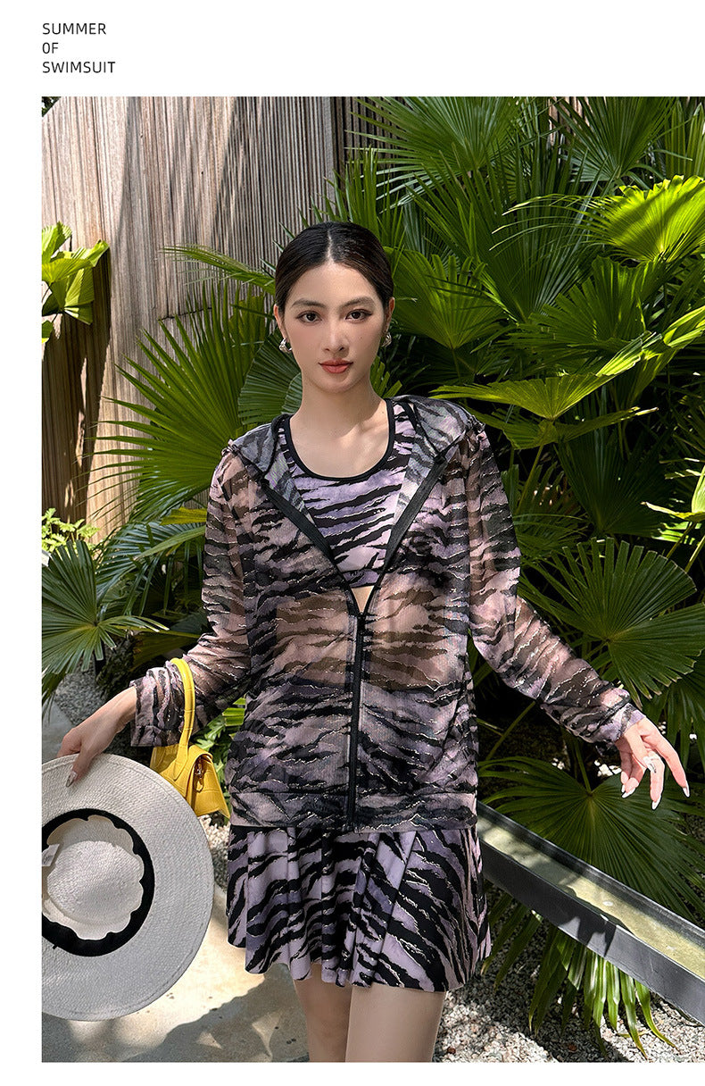 Swimsuit Women's Split Three-piece Set Conservative plus size chubby girl Cover Flesh Slim Sexy 2025 New Long-sleeved Hot Spring Swimsuit