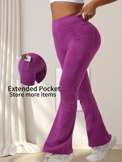 European and American Cross-Border High Waist, Hip Lift, Pockets, Sports, Slim Fit, Fitness, Wide Leg Pants