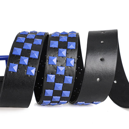 1Pc Fashionable Unisex Rivet Belt Punk HipHop Rock Y2K Style Dopamine Color Handsome Street Casual Daily Wear Belt,For Men Women
