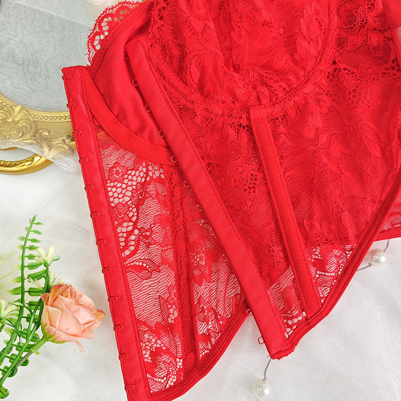 European and American Style Sexy Lace Mesh Square Collar Long-Sleeved T-Shirt Women's Hot Girl Stretch Slim-Fit Slimming Short Top