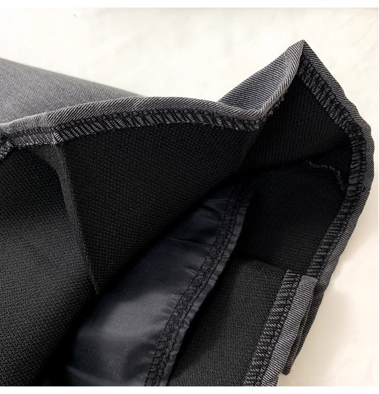 Grey Pleated Skirt Women's Spring and Autumn High Waist Skirt Design Sense Slimming All-match Anti-glare A- line Skirt 2024 New Style