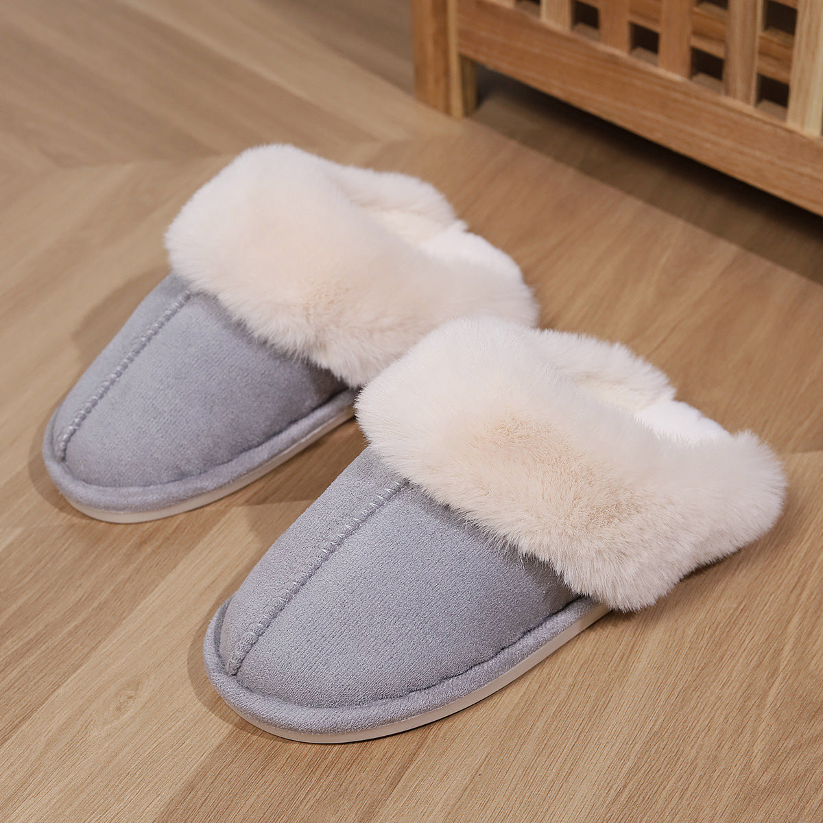 Shevalues Fashion Fur Slippers Women Fluffy Winter House Shoes Memory Foam Fuzzy Slippers Short Plush Slipper Indoor And Outdoor
