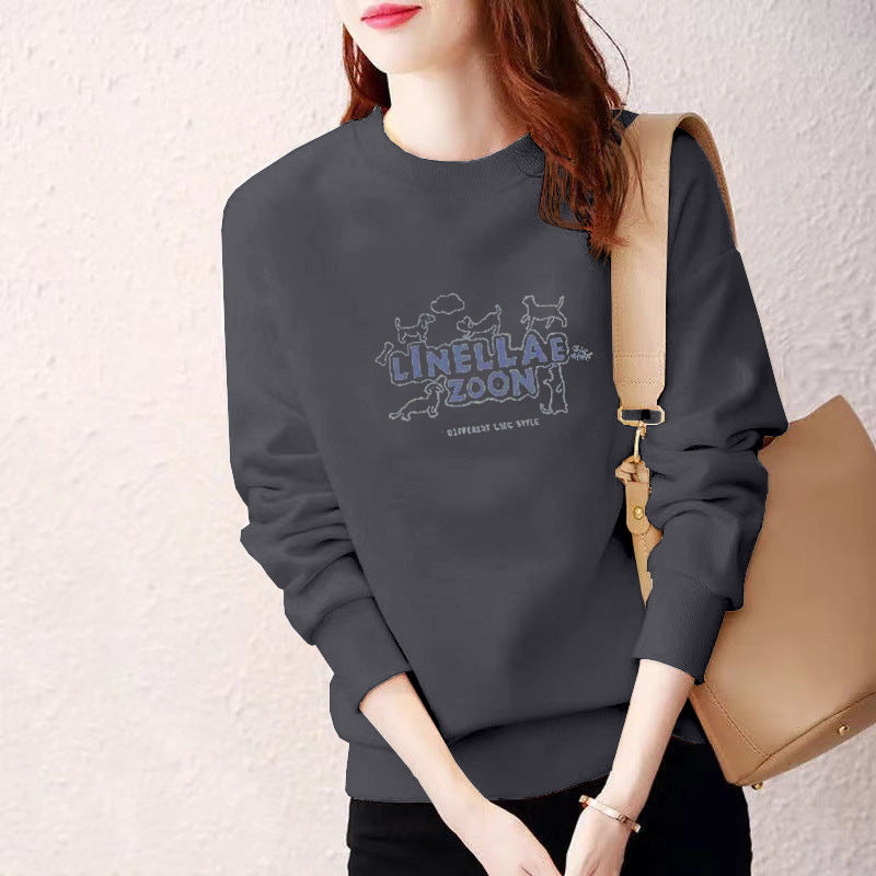 Heavy-weight Crewneck Sweatshirt Women's Autumn and Winter New Casual Women's Long Sleeve Upper Slight Fat Slimming plus size Belly Covering Hooded Jacket