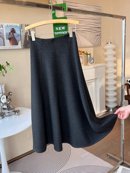 fleece-lined Thickened Acetic Acid Wool Skirt Women's Autumn and Winter High Waist All-match Mid-length A- line Umbrella Skirt Slimming