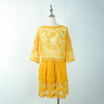 New European and American cotton pullover blouse Beach short skirt bikini blouse seaside holiday skirt swimsuit sun protection clothing for women