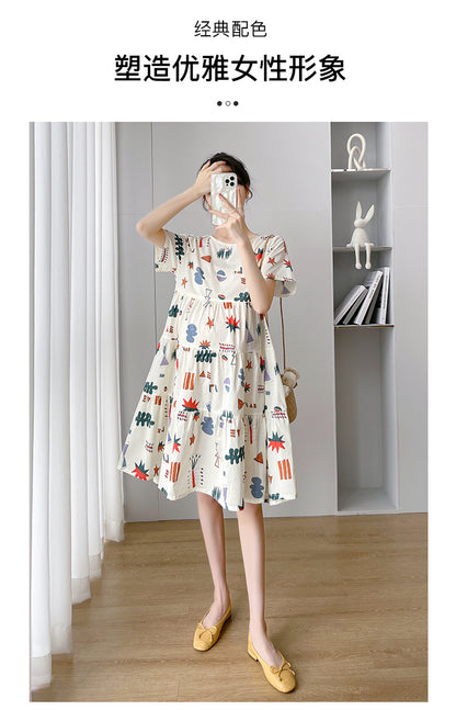 Maternity Summer dress 2024 New Fashion Western Style Loose Pregnant Women dress Hot Mom Loose Pregnant Women Skirt