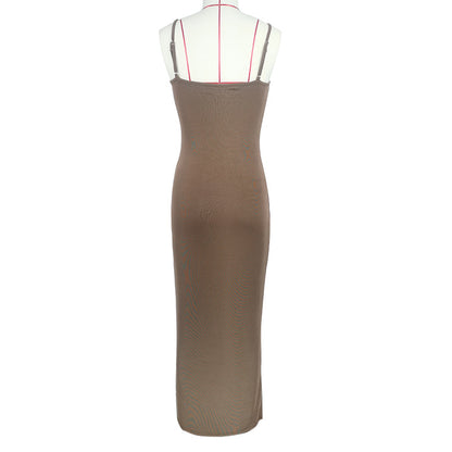 Source Factory Amazon Summer New Women's Dress European and American Solid Color Dress Comfortable Casual Sling dress