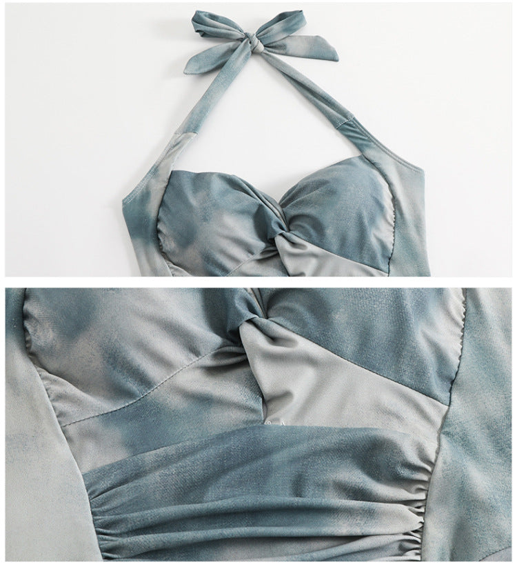 2025 New Swimsuit Women's Conservative Fairy Style Belly Covering Slimming One-Piece Hot Spring Summer Fashion Conservative Skirt Swimsuit