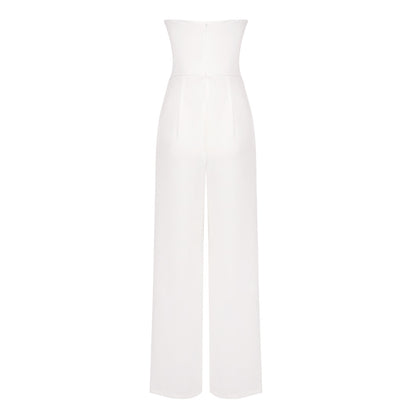 In Stock | White Bubble Bead Jumpsuit, Fashionable Casual Two-Piece Set, High-End European and American Women's Clothing, European and American Style.