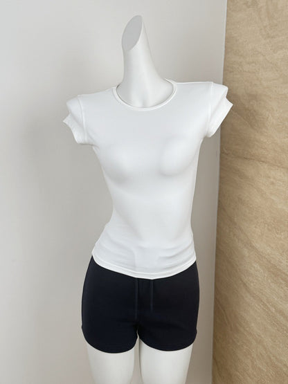 Spot Tankair Sexy Skin-Friendly Nude Elastic Tight Fitness Right Shoulder Small Flying Sleeve T-Shirt Sports Quick-Drying Top