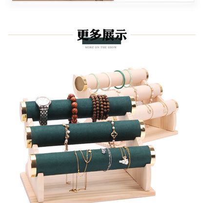 Solid Wood Gold Bracelet Bracelet Display Stand Watch Head Flower Hair Band Necklace Jewelry Storage Rack Live Broadcast Display Props