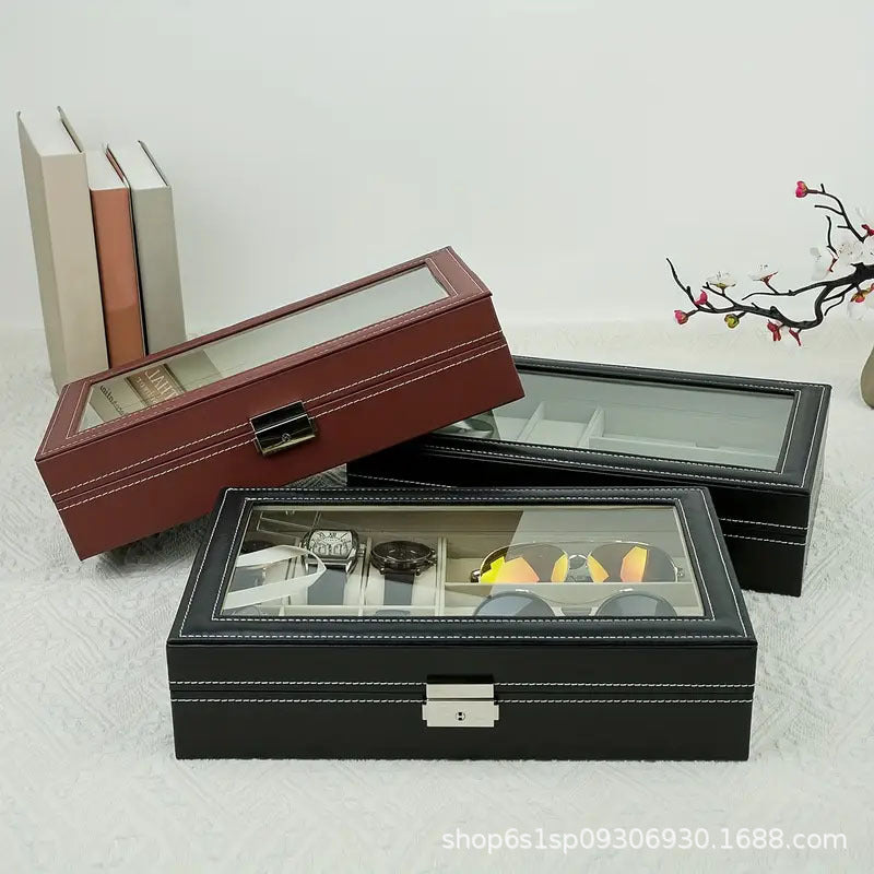 Ready-Made Watch and Glasses Boxes, High-End Leather Jewelry Boxes, Jewelry Boxes, Watch Storage Boxes, Watch Wholesale Factory