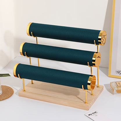 Creative Solid Wood Suede Watch Bracelet Display Rack Hair Ring Bracelet Storage Rack Counter Stepped Jewelry Jewelry Rack