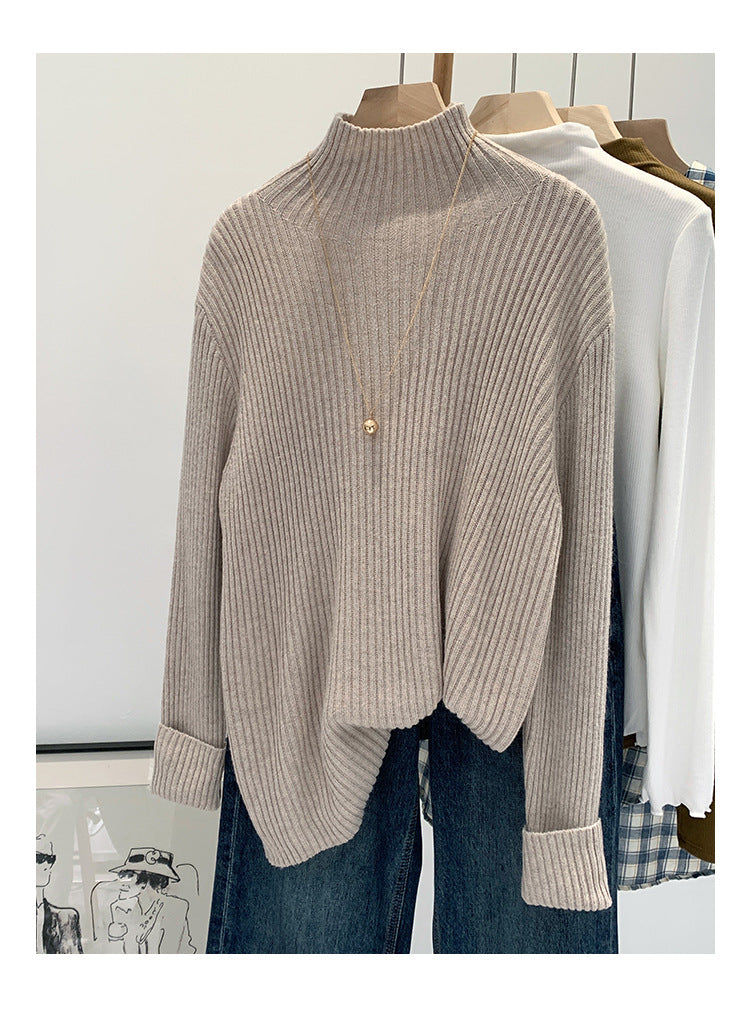 2024 Half-high Collar Western-style High-end Knitted Base Shirt Women's Autumn and Winter Unique and Beautiful Inner Slim-fit Small Top
