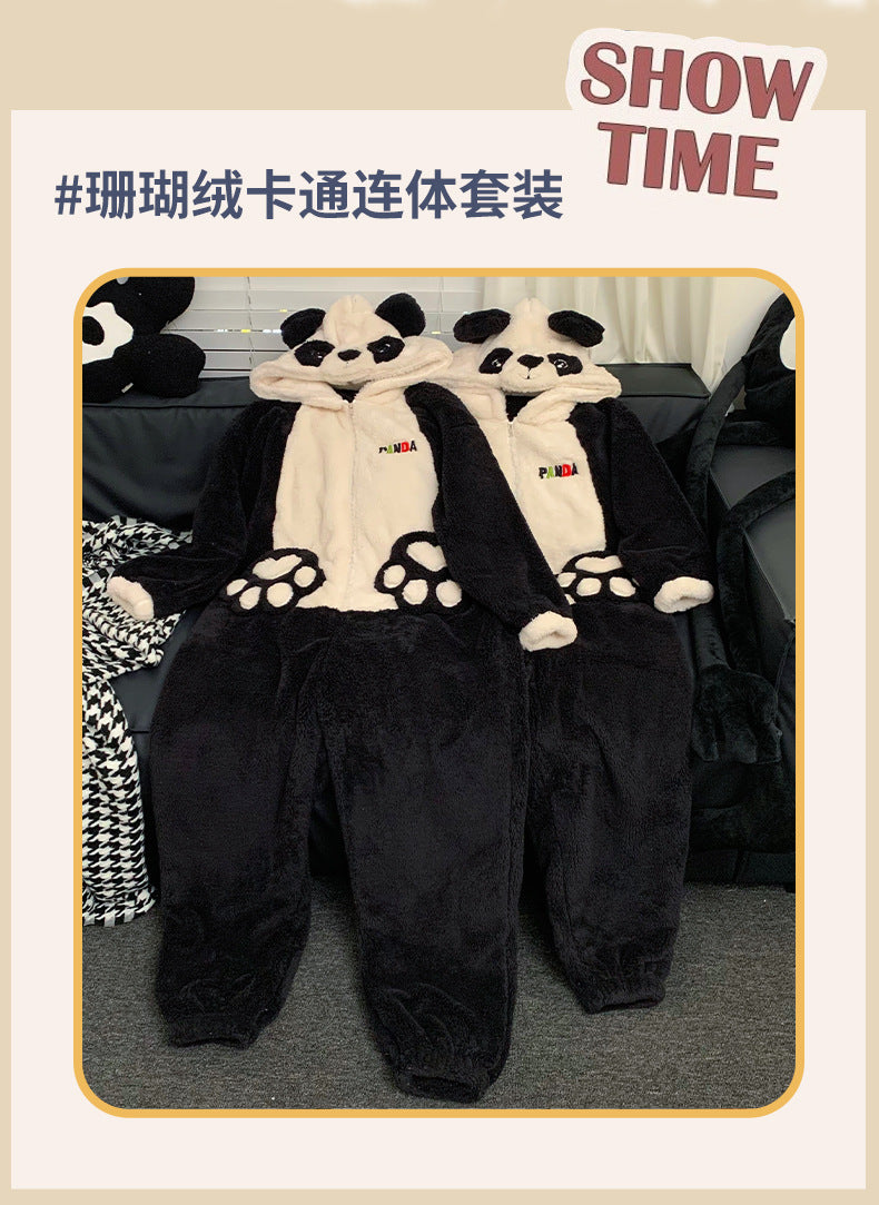 Kigurumi Adults Winter Sleepwear Women Men Pajamas Animal Onesie Thicken Couples Pijamas Cartoon Night Wears For Women Homewear